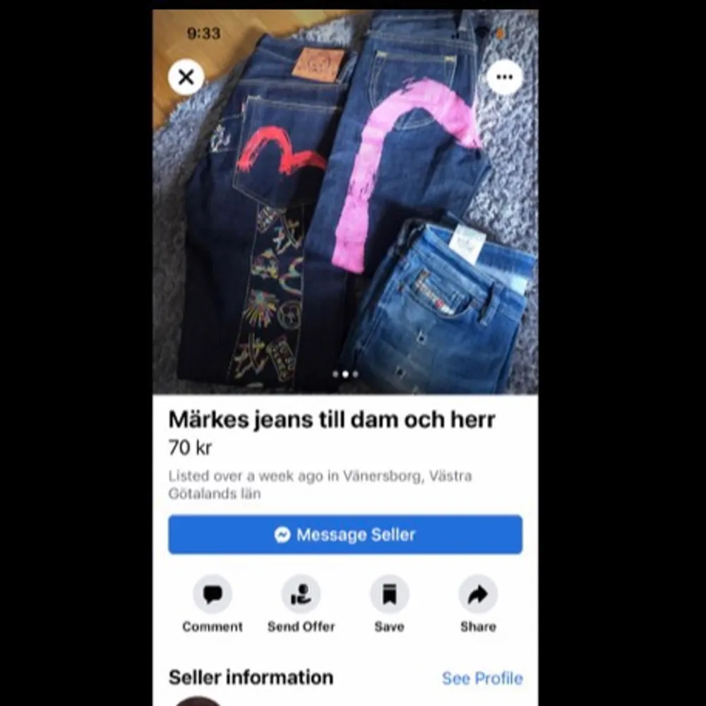 Killen köper exakt samma jeans på fb för 70kr o säger de va 200$ på grailed och nu säljer dom för 650 m budning. Jeans & Byxor.