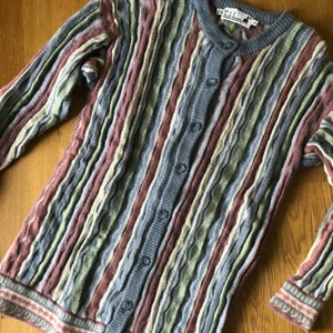 Vintage rare jumper  -  Vintage 90s Tulchan pastel multicolour long cardigan abstract pattern 100% wool size S/M