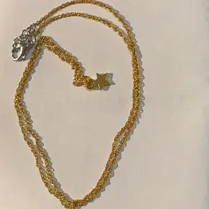 Guldigt halsband med en stjärna handgjort med kärlek❤️ för varje sålt smycke  skänker jag en summa pengar till cancerfonden för att stötta forskningen kring cancer❤️