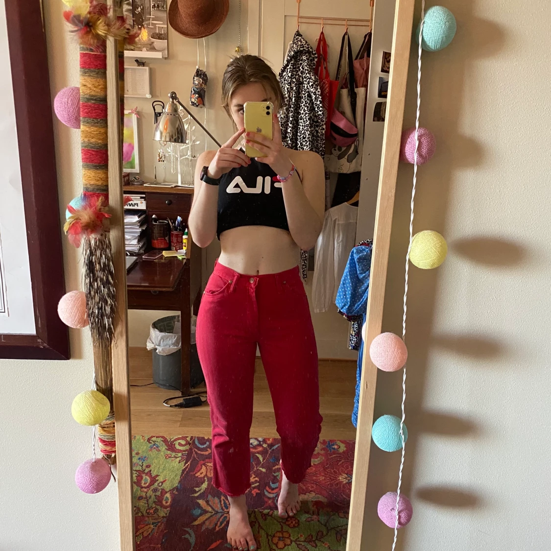 Röda jeans från wrangler!  - 90