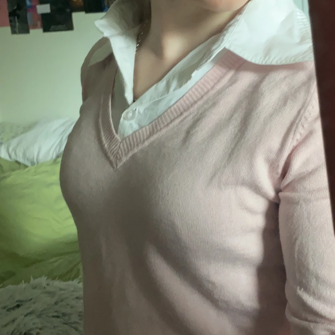 Tröja med insydd skjortkrage och ärmar - 90