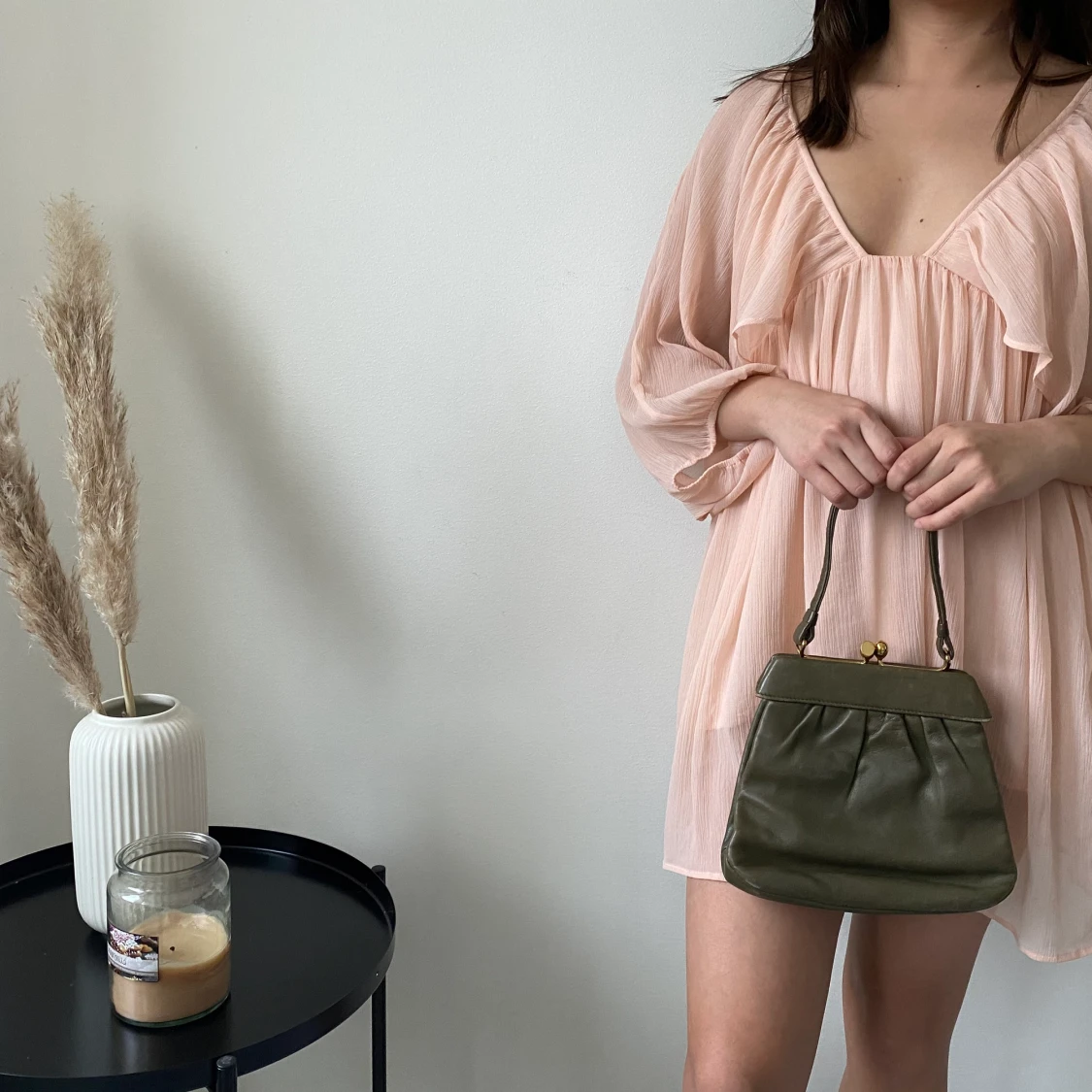 Vintage olive handväska - 91