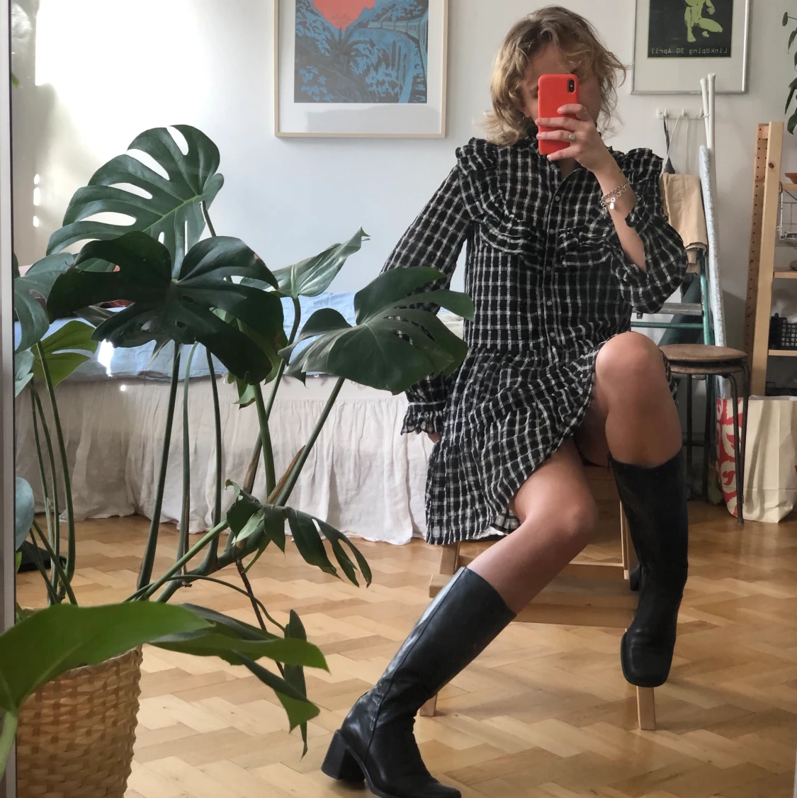 Babydollklänning i gingham