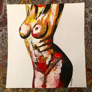 Akrylmålning - Kvinnokropp - En akrylmålning gjord på akvarellpapper. Går att rama in. Fraktkostnad kan vara lägre än den som angetts. (beror på vikt) 