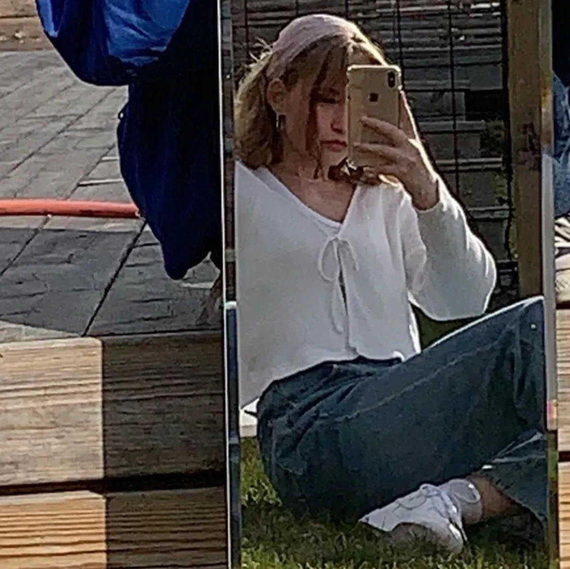 Vit snörad kofta - 90