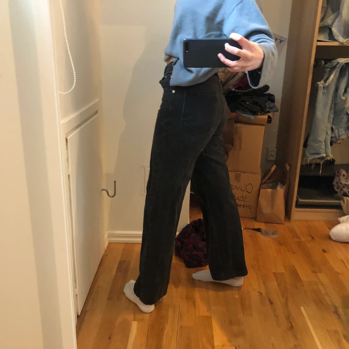 Svarta raka jeans - 90