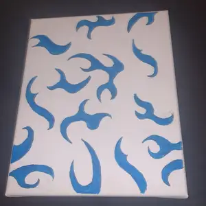 tavla med blåa flammor (handmålad på canvas-duk) 