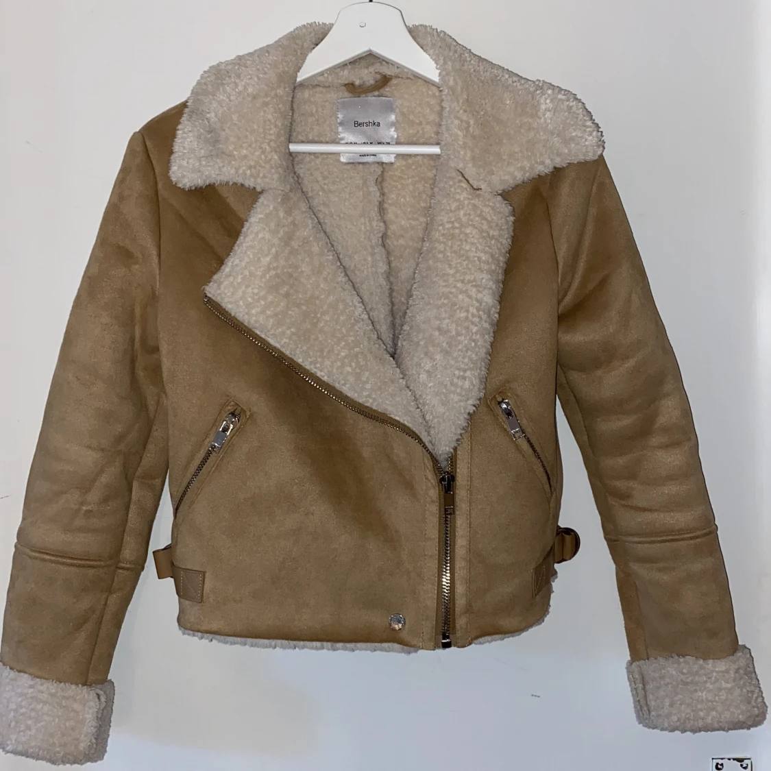 Bikerjacka med teddytyg  - 90