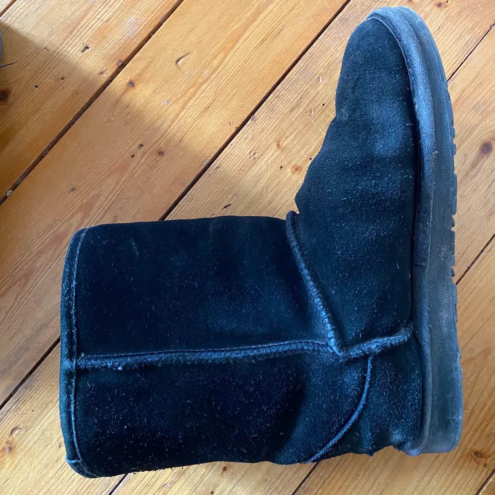 Säljer min svarta varma och sköna ”uggs”, det är en kopia, men ser identiska ut om man inte kollar på märket på baksidan vid hälen. Storlek 41, men passar 38/39 om man har tjocka strumpor vilket man gärna vill ha på vintern❤️ de är i fint skick men använt skick, därav priset❤️❤️ Kan mötas upp i Stockholm eller frakta, om frakt så tillkommer fraktkostnad🥰❤️. Skor.