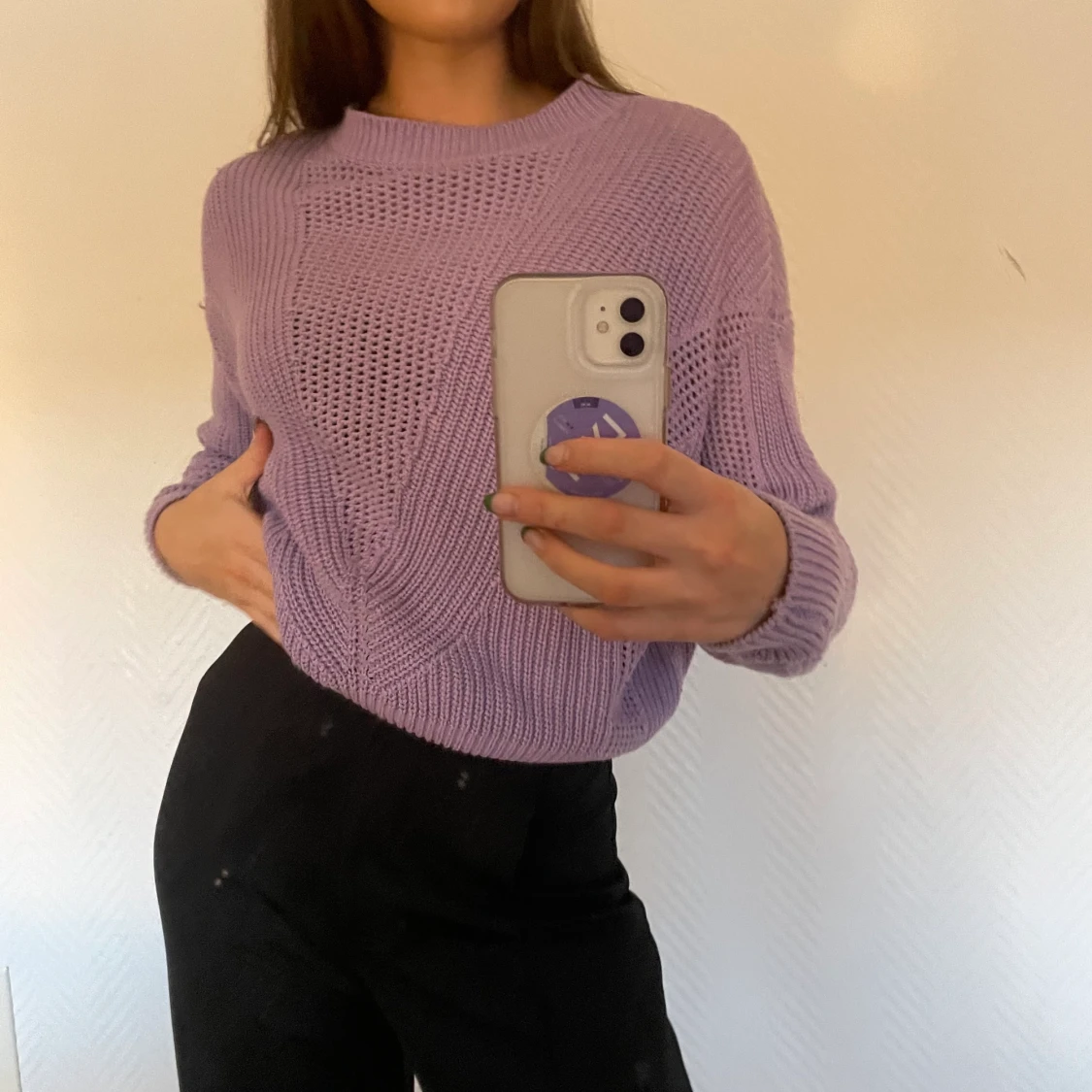 Lila stickad tröja - 91