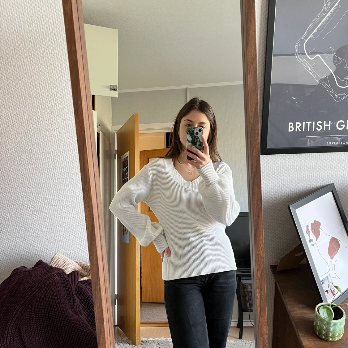 Vit stickad tröja  - 90