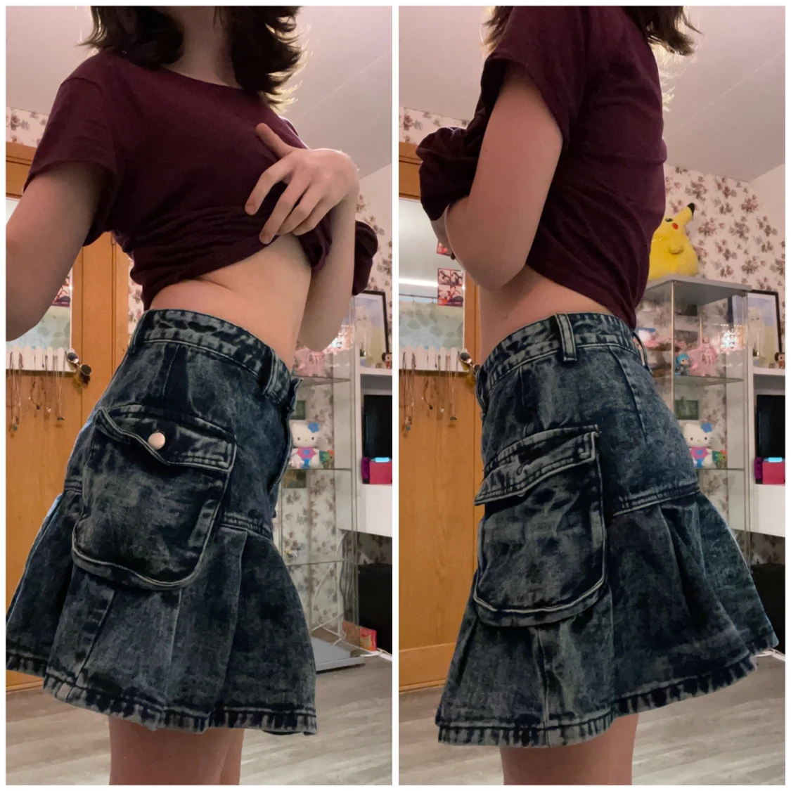 y2k jeanskjol med fickor - 90
