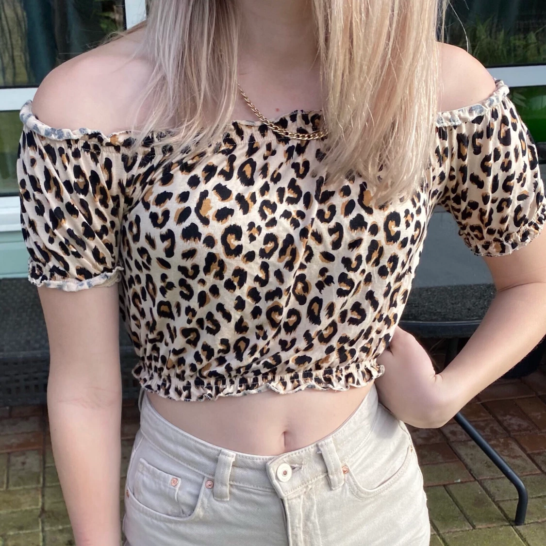 H&M offshoulder topp leopard