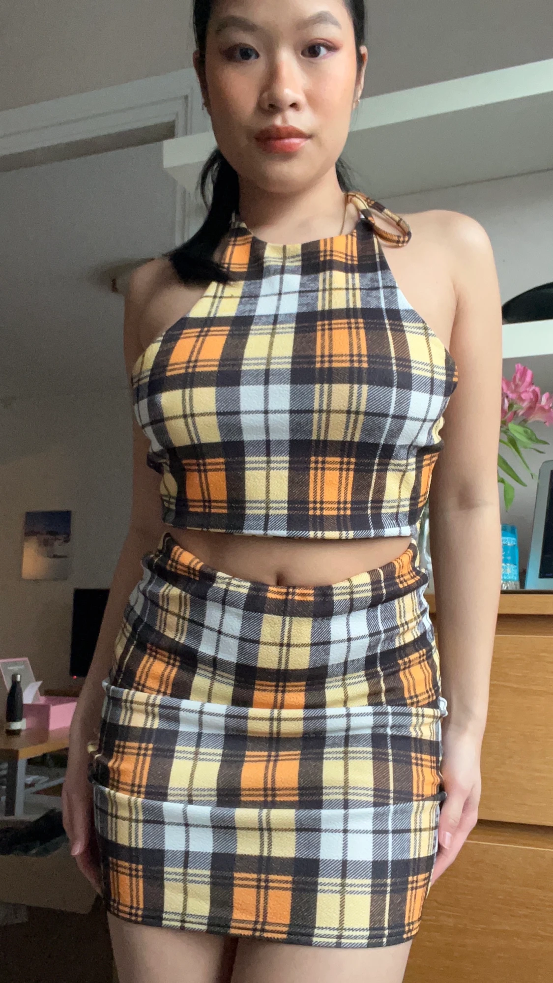 Cute Checkered 2-piece Set