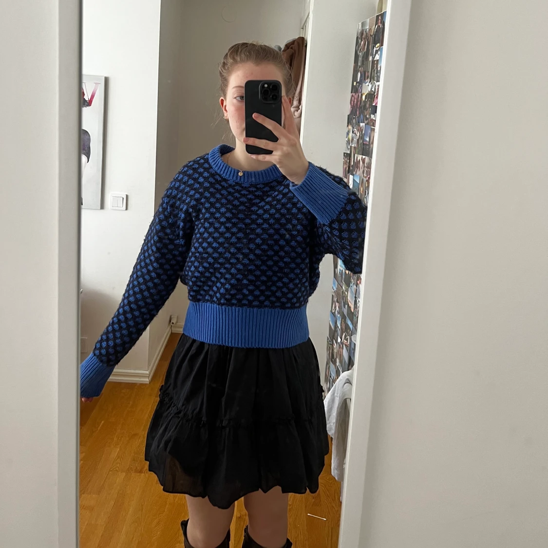 Blå stickad tröja i S - 91