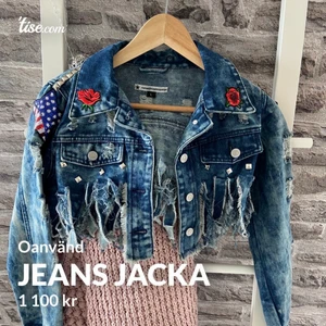 Jeans jacka  - Oanvänd, 38/40, snygga detaljer, frakt tillkommer 