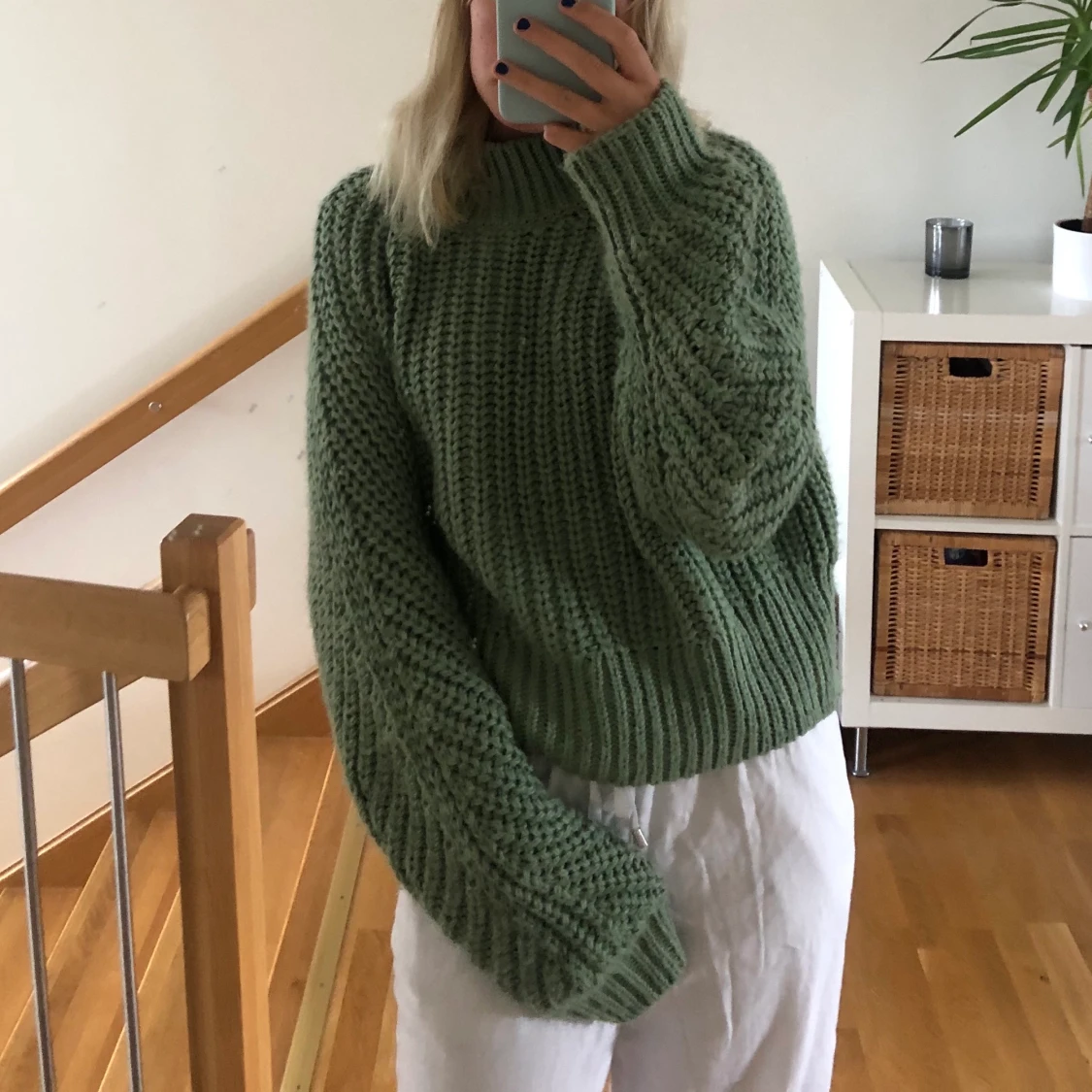 Grön stickad tröja - 90