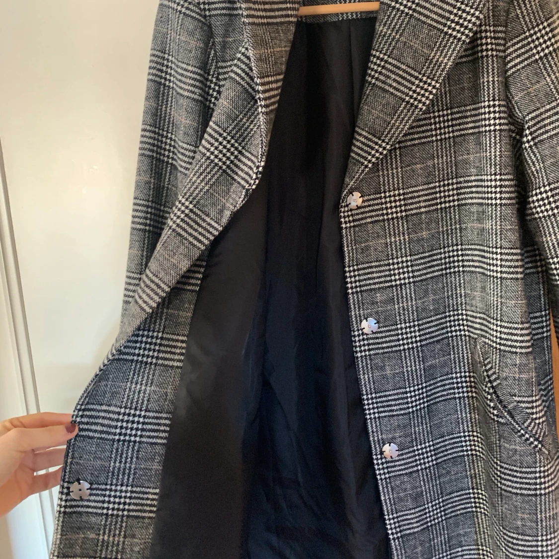 Kappa, grå, rutig, oanvänd - 90