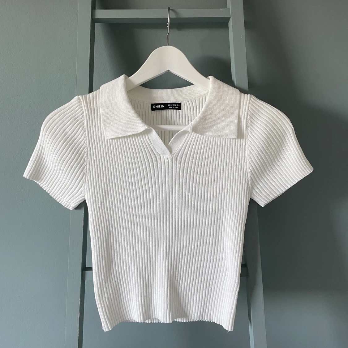 Shein Tshirt med krage, Vit - 90