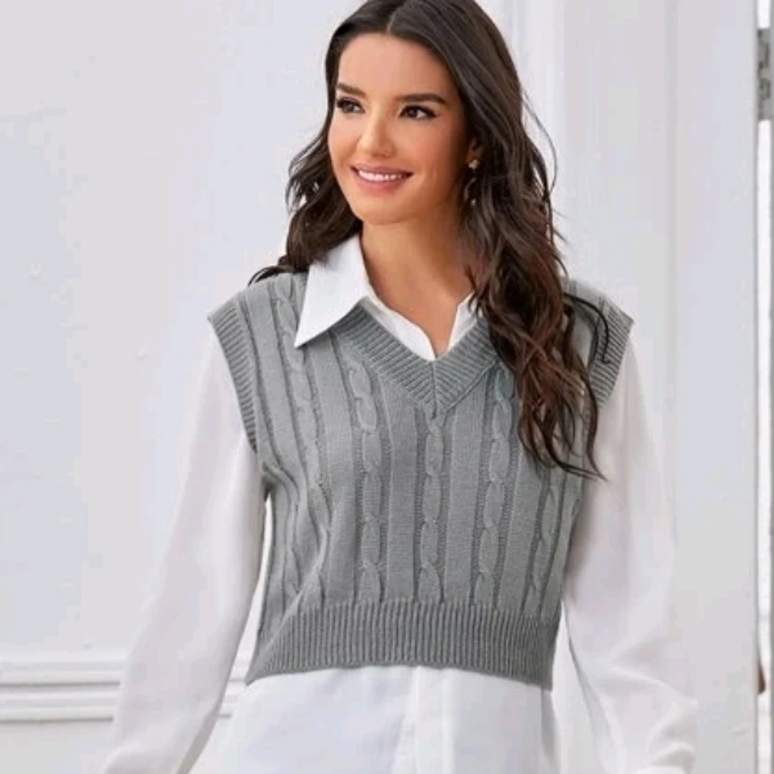 Slätt enkel stickade topp - 91