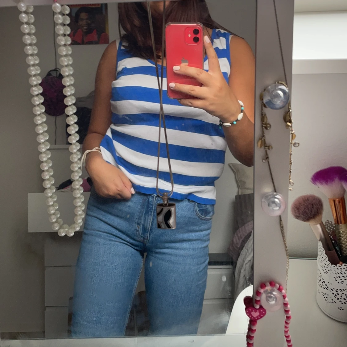 Blått randigt linne - 90