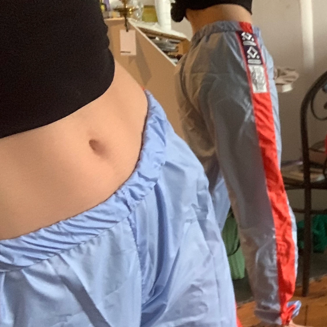 Blå/oranga träningsbyxor - 90