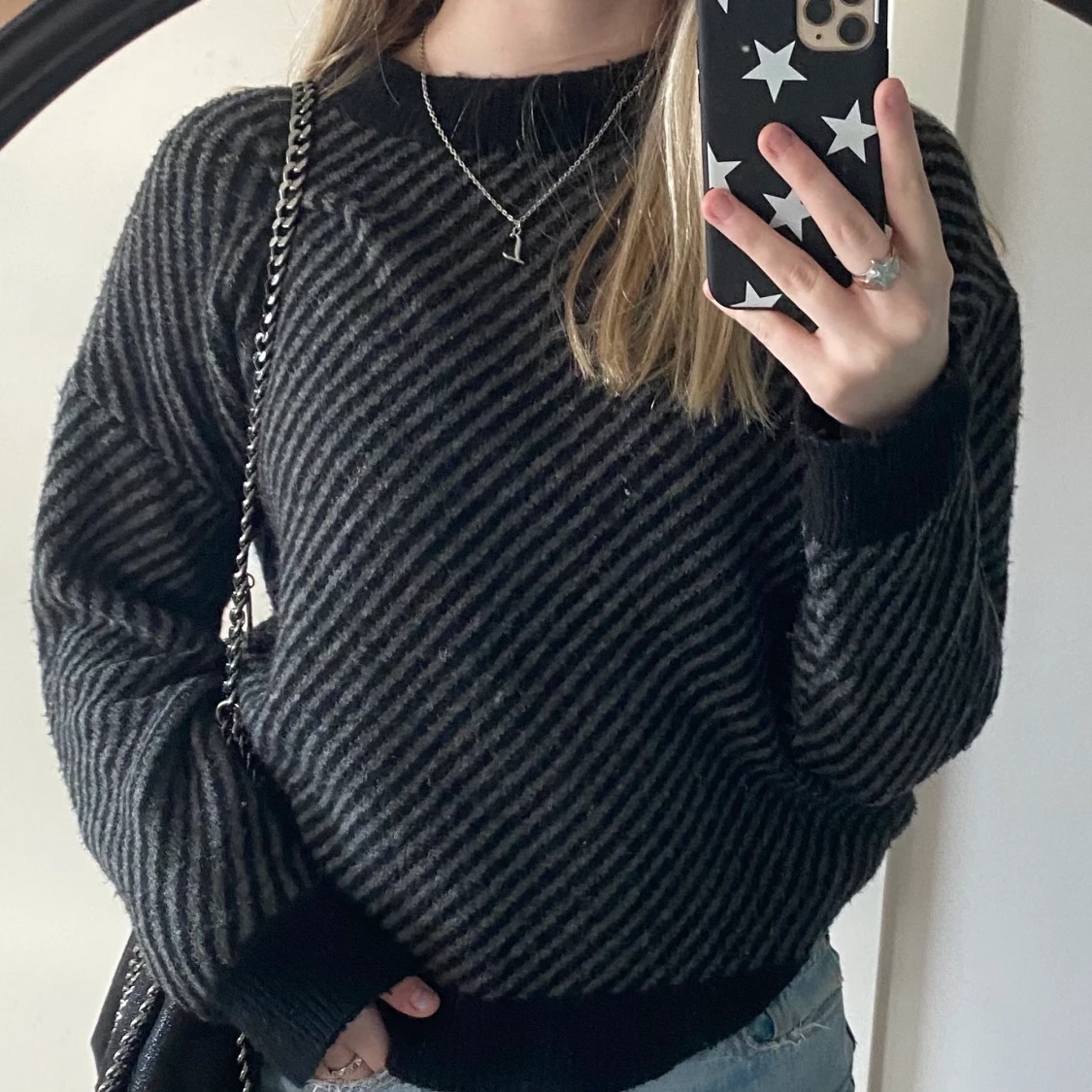 Stickad randig tröja - 90