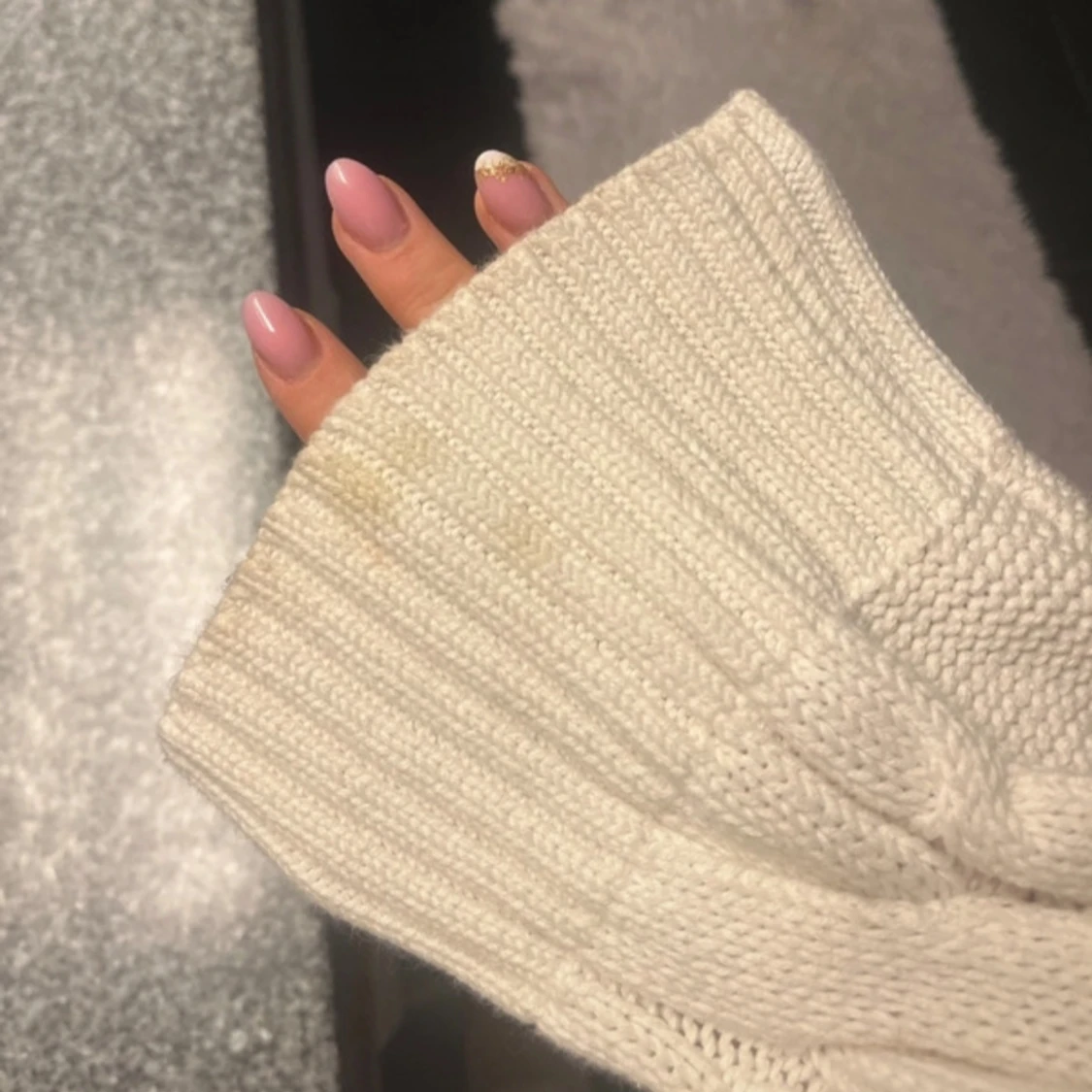 Vit stickad tröja - 3