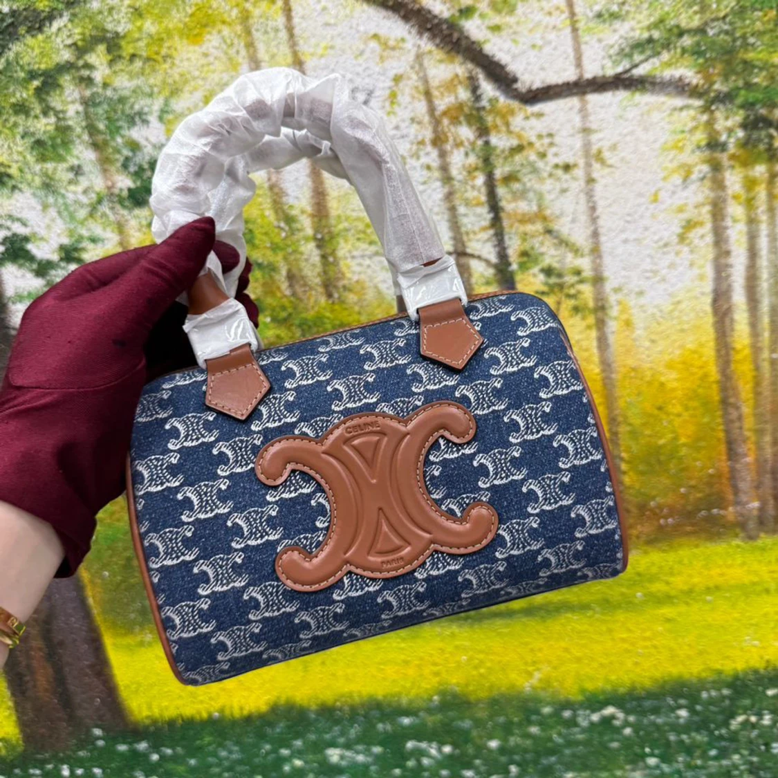 Celine Triomphe handväska i jeans - 3