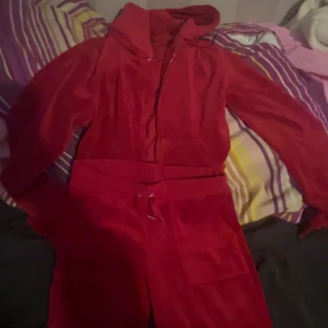 Juicy tröja och byxor - Säljer en röd juicy couture hoodie och en juicy couture byxa har inte använt dom så mycket så att vill bli av med dom fort byxan är storlek S och tröjan S
