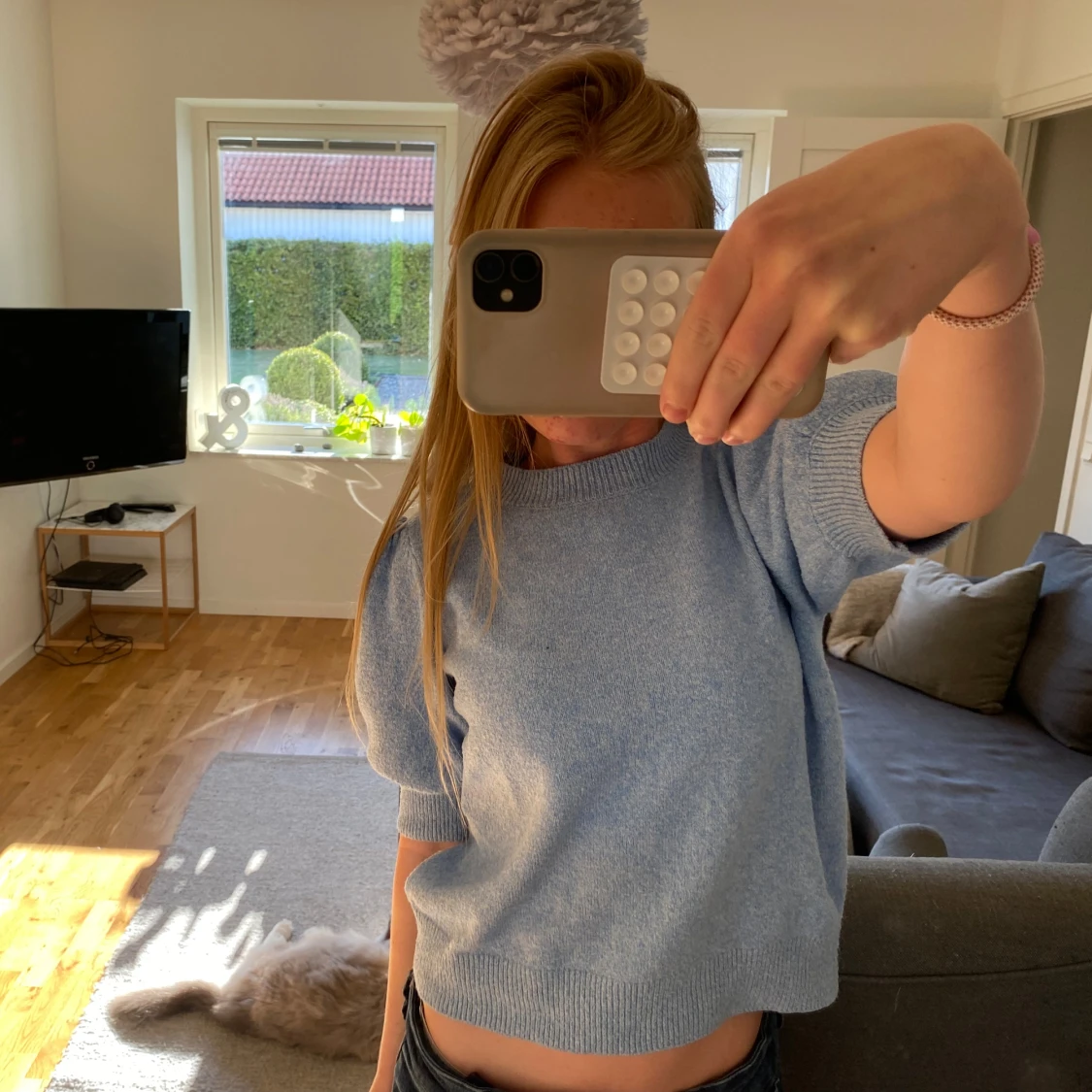 Ljusblå stickad tröja Vero Moda - 1