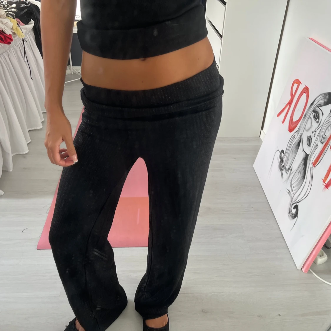 Svarta glittret byxor