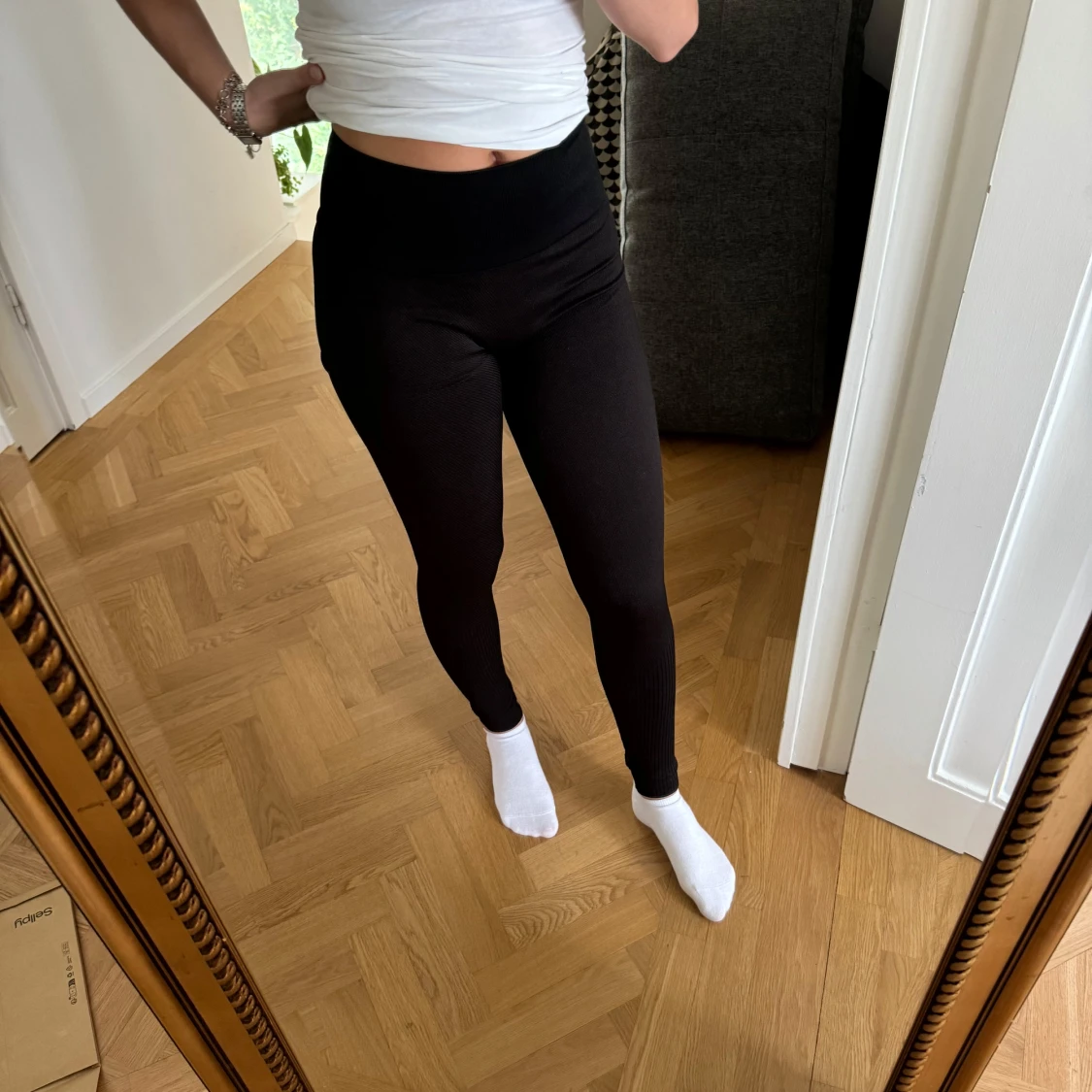 Svarta ribbade leggings från casall
