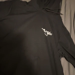 Svart Ant Wan x Dopest hoodie - Svart hoodie från Dopest x Ant Wan med tryck på bröstet och stor grafisk print på ryggen. Huva med snörning och känguruficka framtill. Materialet är mjuk bomull, perfekt för dig som gillar streetwear och vill sticka ut med snyggt motiv från Avicii Arena. Merch som inte säljs mer! 