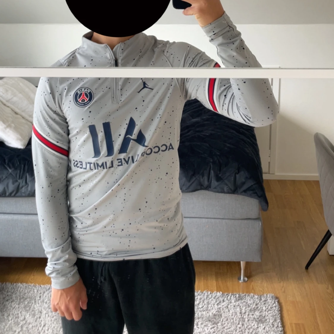 PSG x Jordan grå half zip träningströja