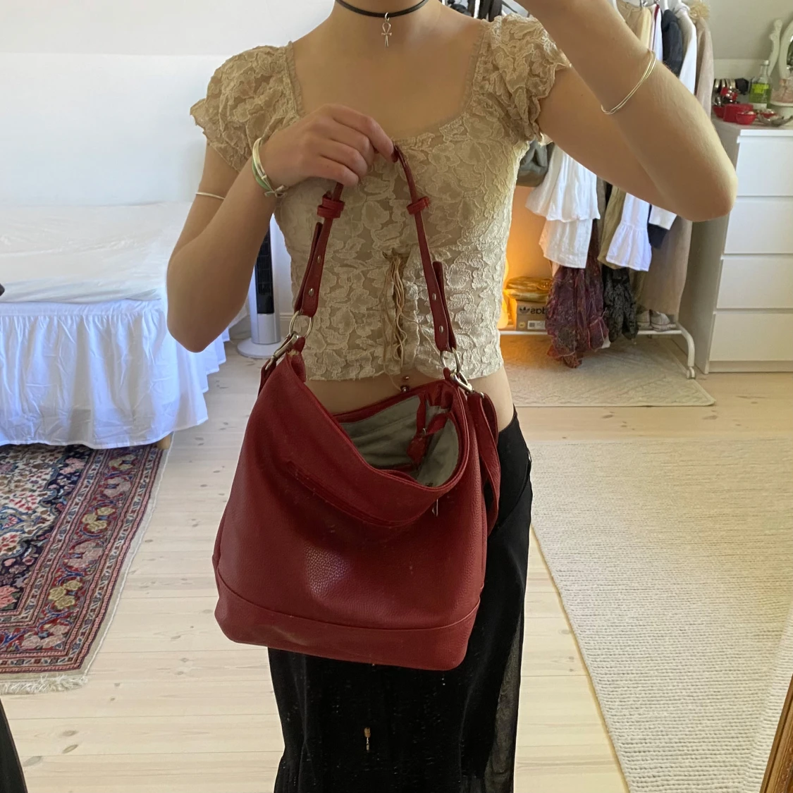 Söt röd väskaaxelremsväska - 1