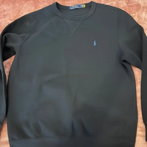 Blå tröja från Polo Ralph Lauren - Säljer en stilren svart tröja från Polo Ralph Lauren med det klassiska broderade logotypen på bröstet. Tröjan har långa ärmar och en rund halsringning. Perfekt för en avslappnad och snygg look.