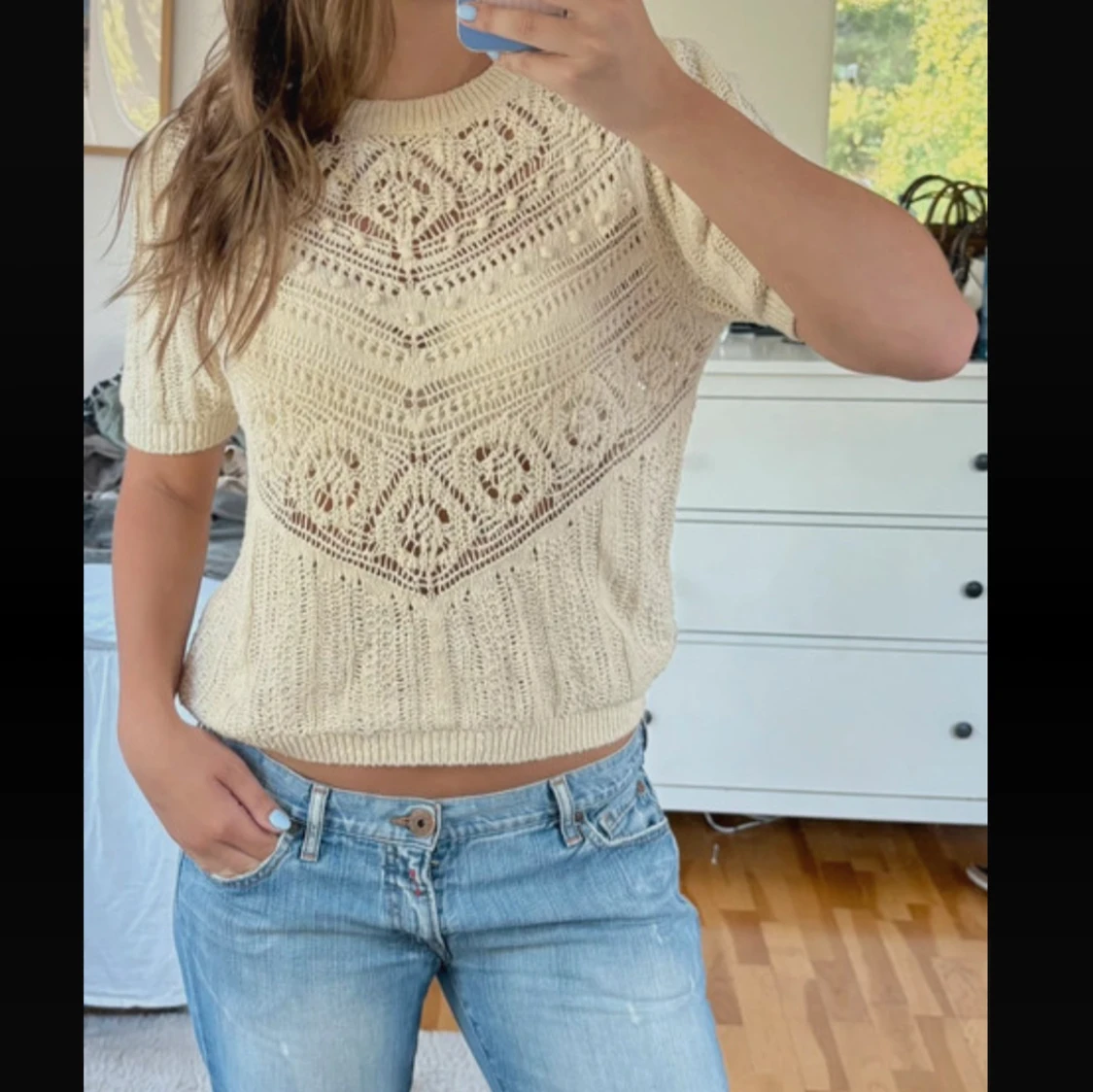 Beige stickad Zara topp
