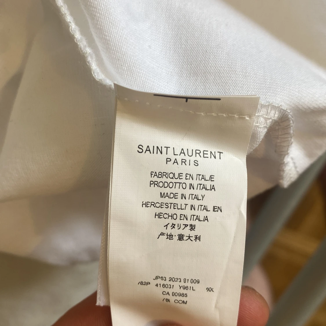 Vit t-shirt med YSL-logga - 4