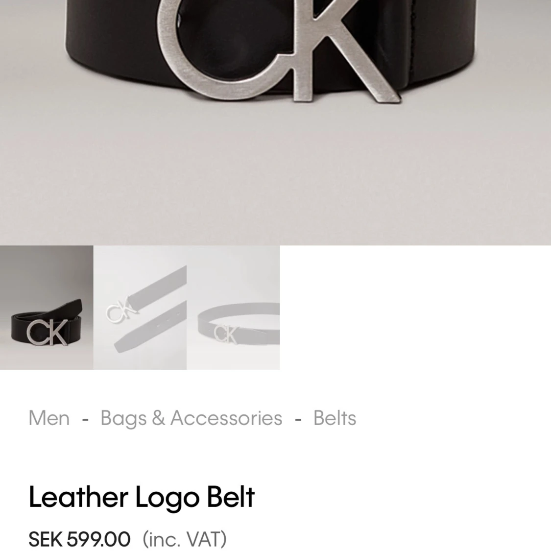 Svart Calvin Klein bälte med CK-spänne - 4