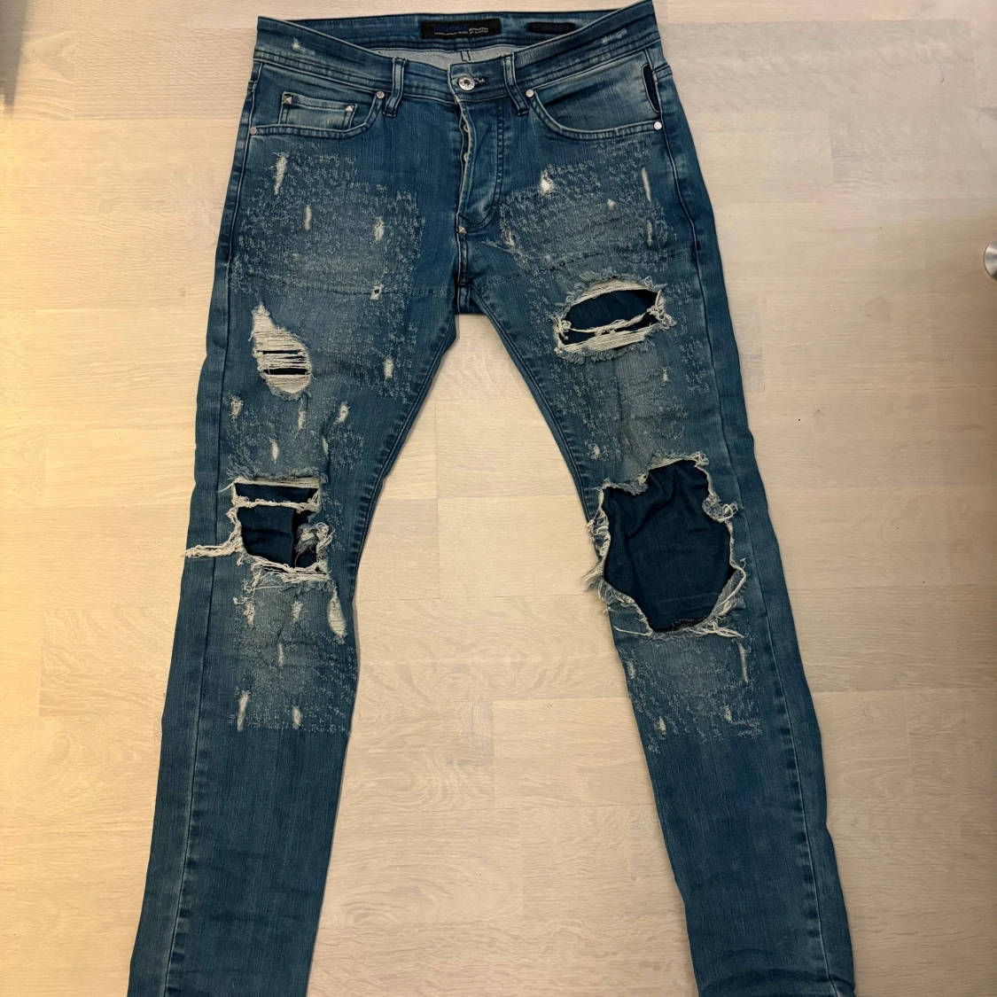 Blå slitna slim fit jeans Integral - 1