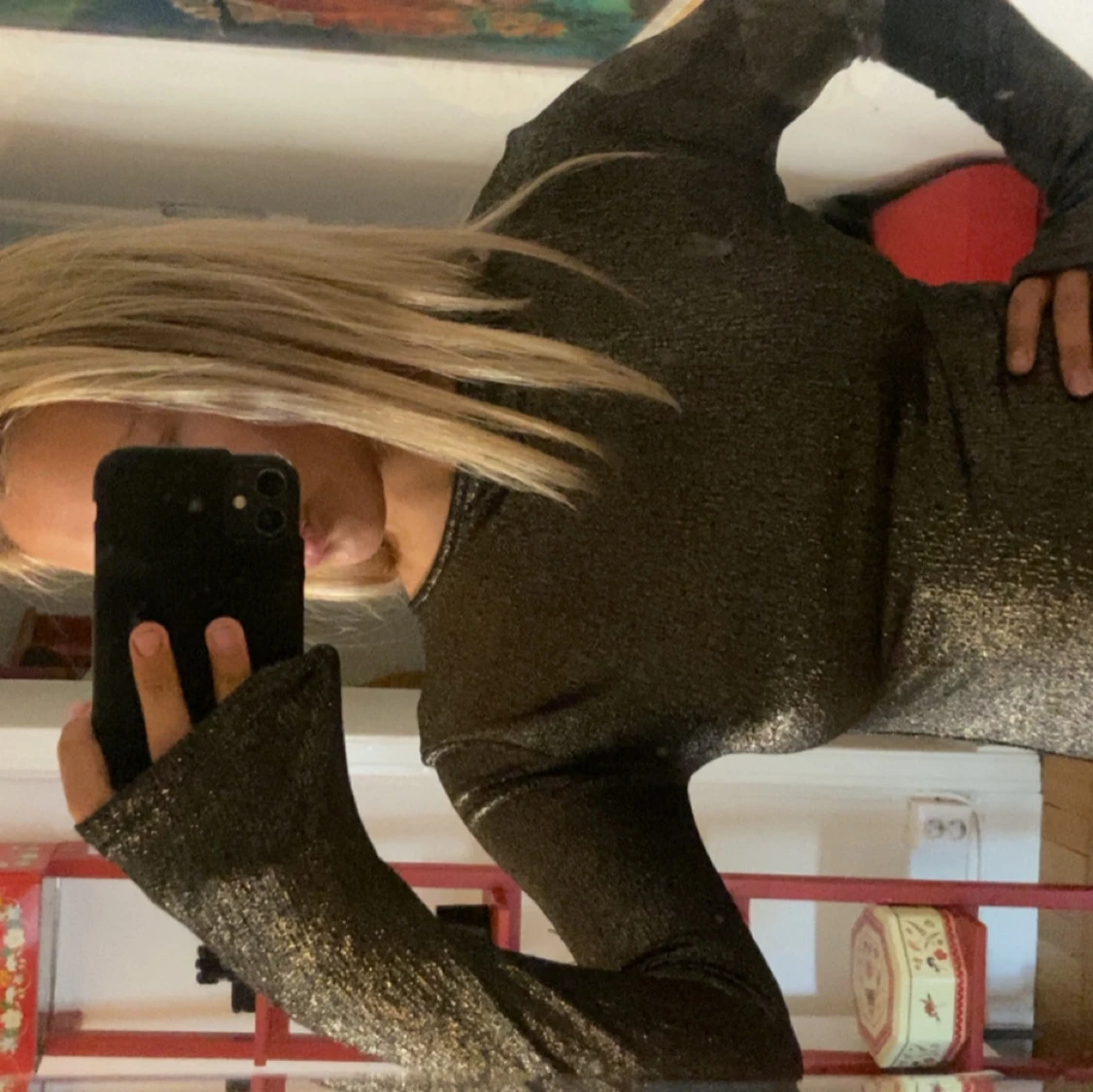 Glittrig guld svart topp - 2