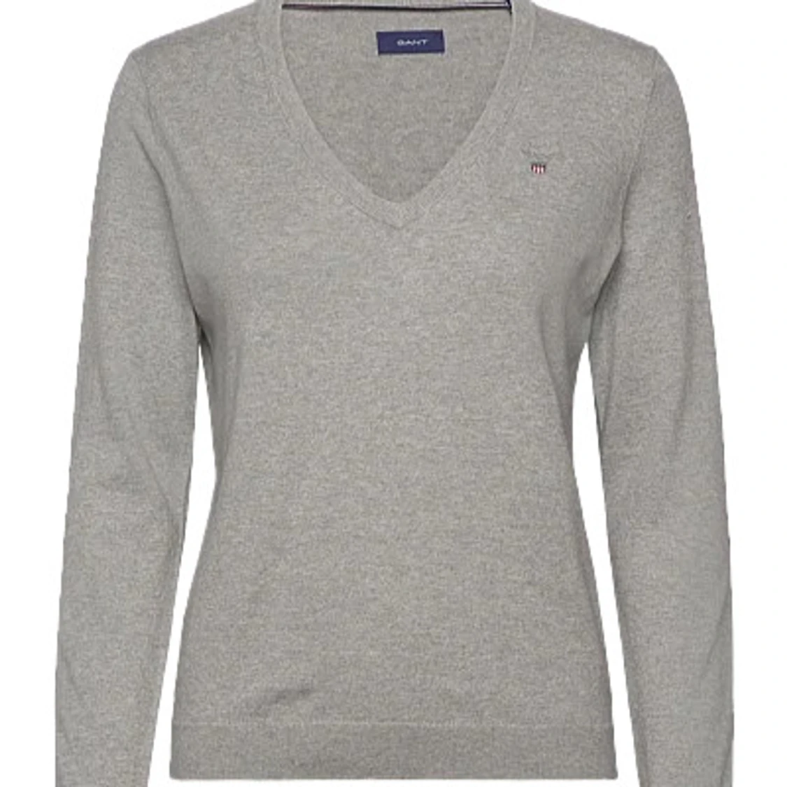 Grå v-ringad stickad tröja från Gant - 1