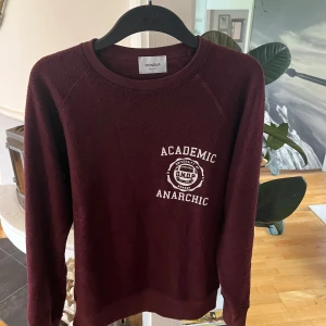 Vinröd sweatshirt från Dondup - Vinröd sweatshirt från Dondup med tryck på bröstet där det står 'Academic Anarchic'. Tröjan har rund halsringning och långa ärmar. Perfekt för en avslappnad och cool stil.