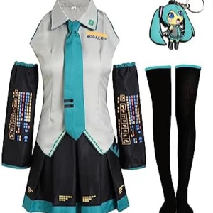 Miku cosplay - Jätte bra skick för att vara så använd❤️ strumpor + dem arm grejerna + peruk ingår, peruk är i jätte bra so skick också