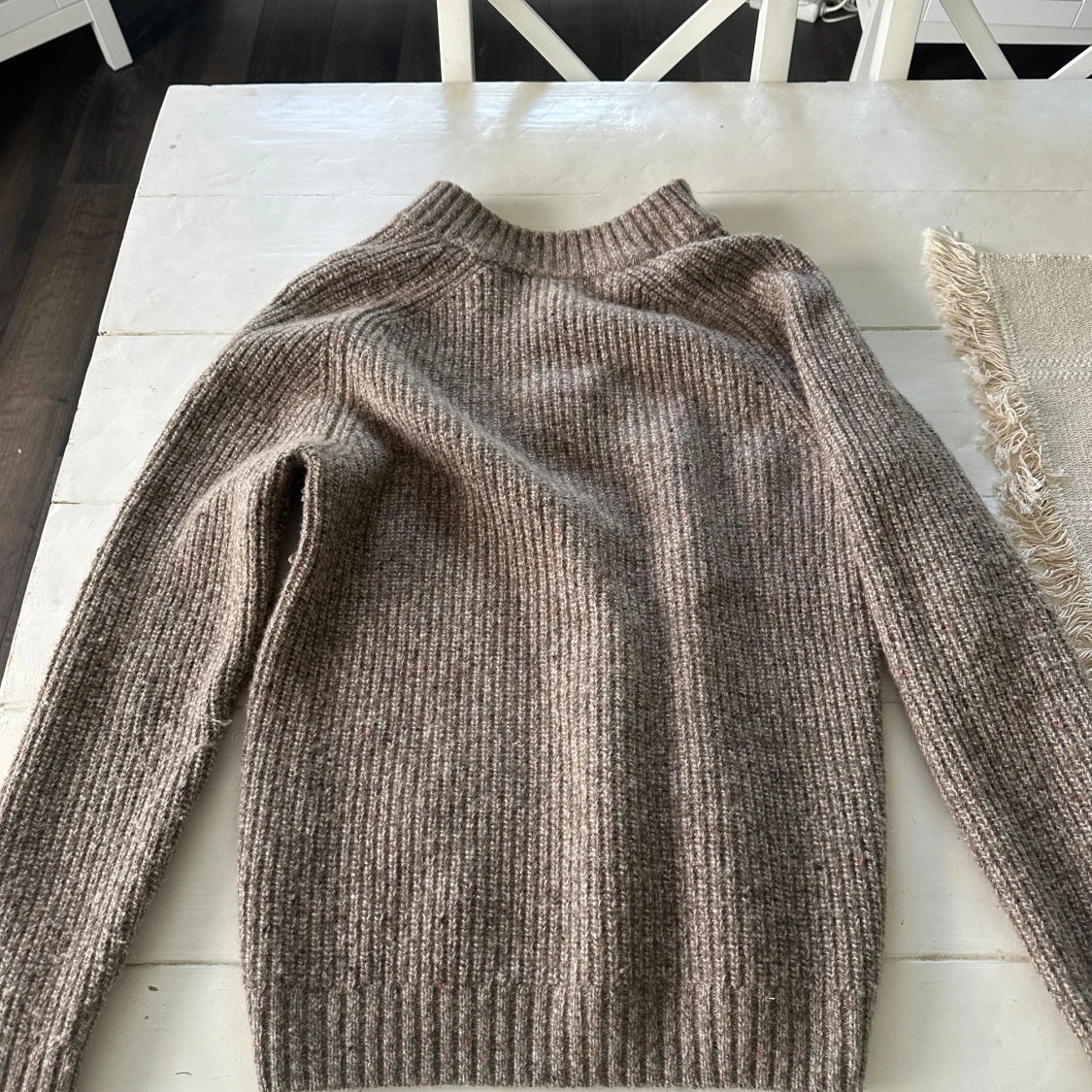 Beige stickad tröja med half zip Sandö - 2