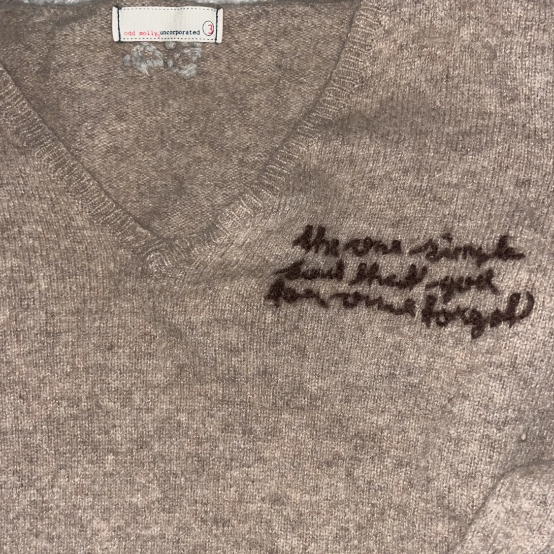 Beige stickad Odd Molly tröja v-ringad - 2