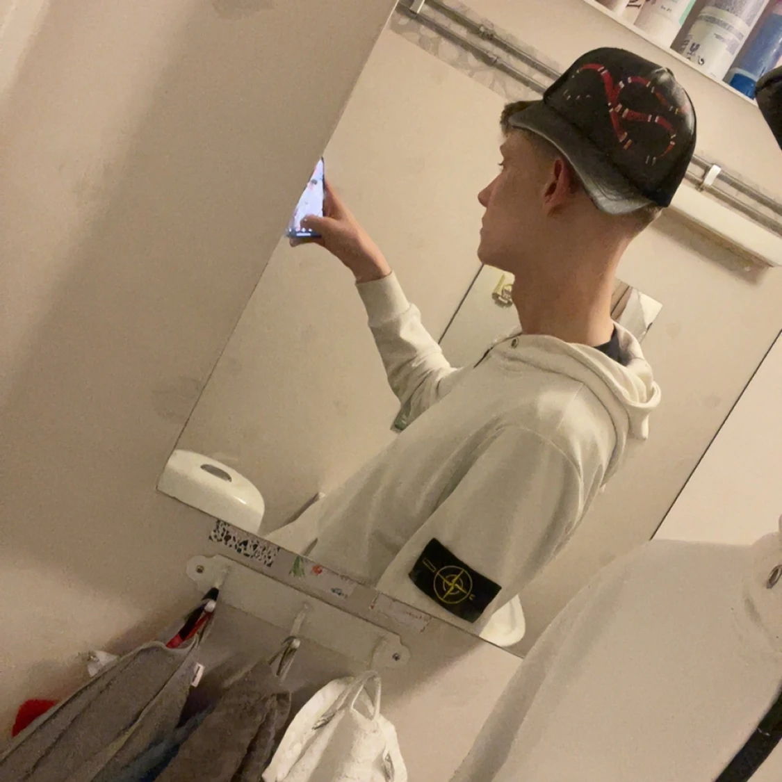 Vit hoodie från Stone Island