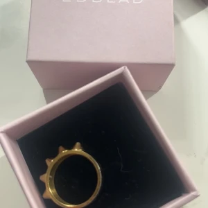 Guldfärgad ring med nitar från Edblad - Cool guldfärgad ring från Edblad med markerade nitar runt om som ger en edgy vibe. Ringen är i metall och levereras i original ask, perfekt för dig som vill sticka ut med accessoarerna.