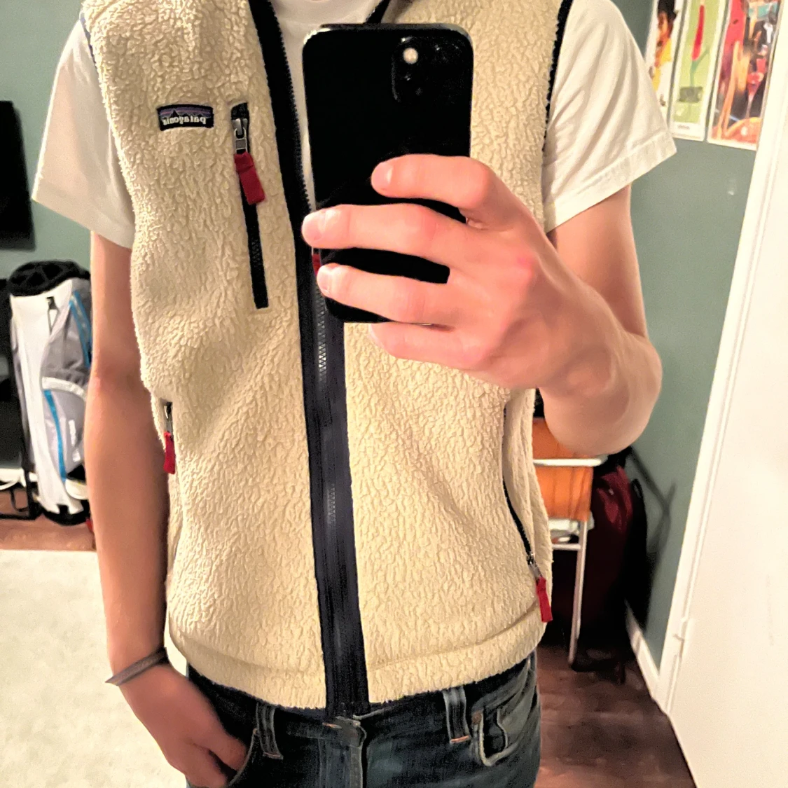 Beige/vit  fleeceväst från Patagonia - 1